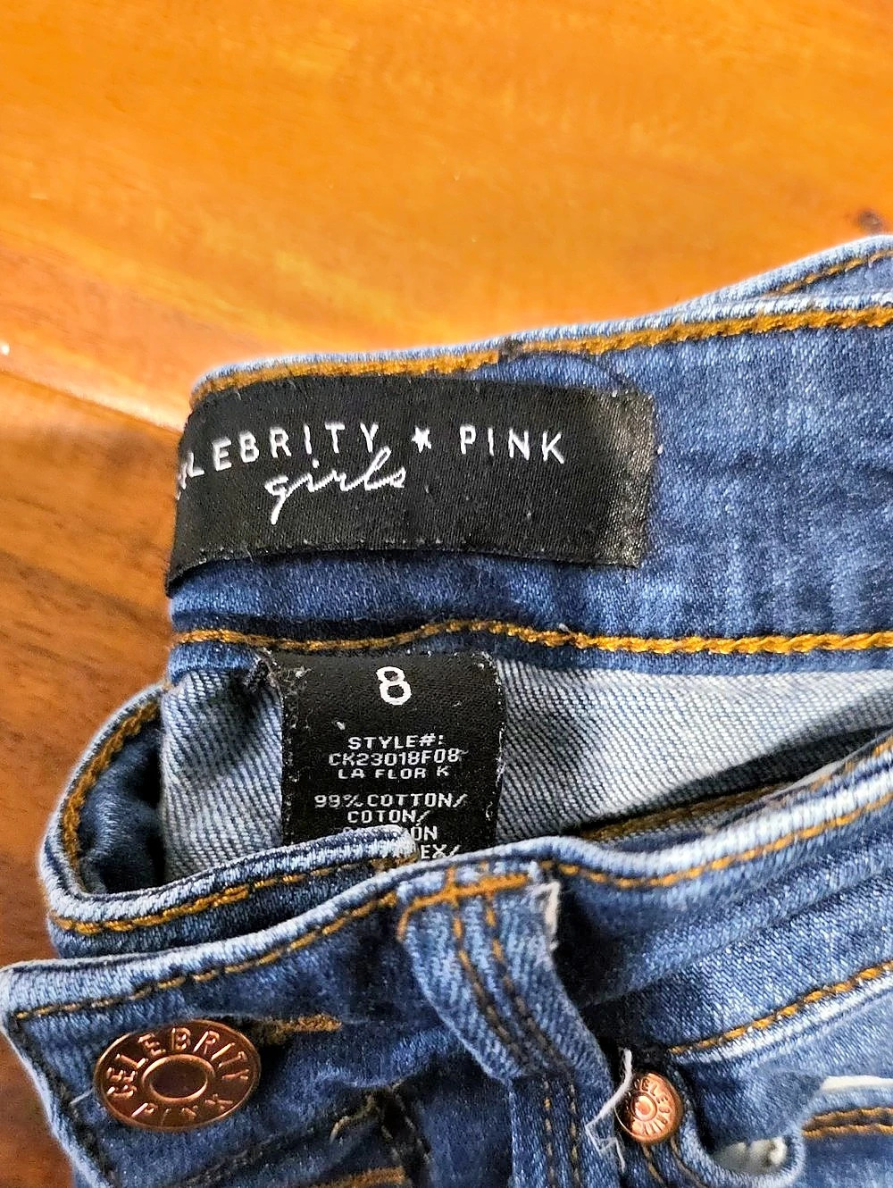 Celebrity Pink Girls jeans Distressed Blue Jeans Girls Size 8 - Picture 5 of 5